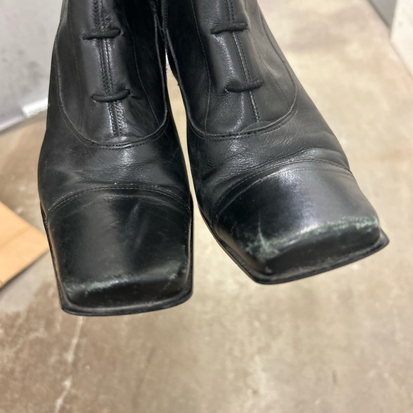 Genuine leather lace up square toe witchy whimsigoth heeled boots - Picture 4 of 10